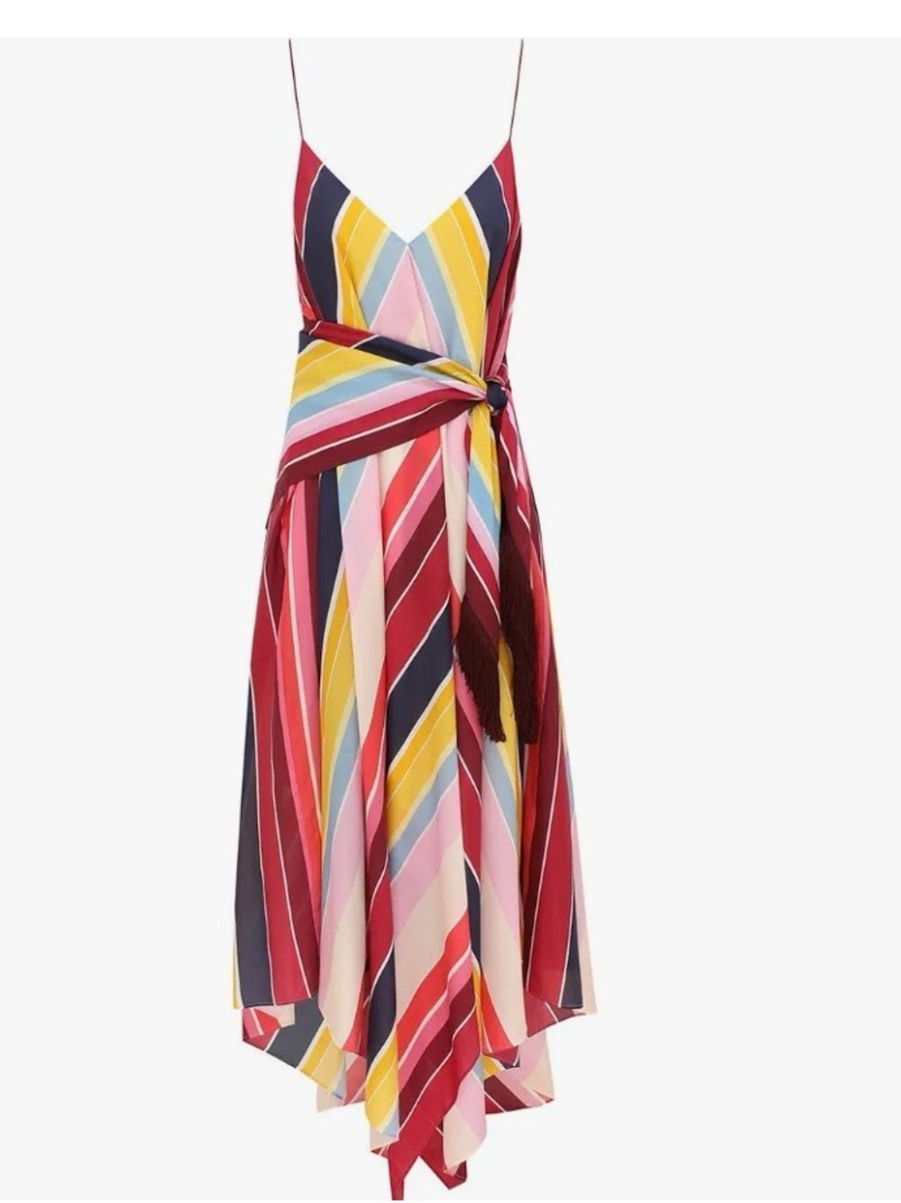 Zimmermann Multicolor Striped Asymmetrical Midi Dress